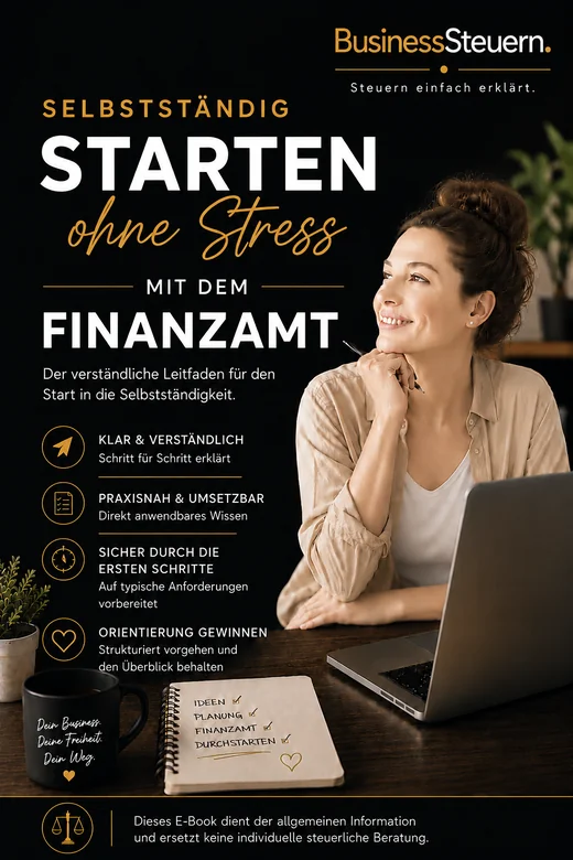 Cover des SteuerGuides „Selbstständig starten – ohne Stress mit dem Finanzamt“